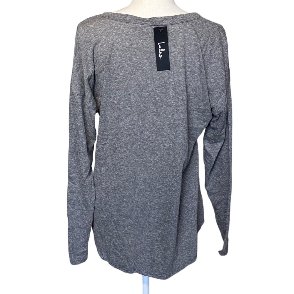 Lulus Charcoal Gray Long Sleeve Tee Shirt Soft Knit Casual Basic Top Size M NWT - Picture 4 of 9
